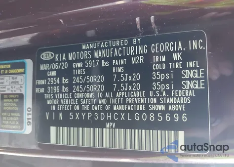 2020 Kia Telluride Ex from USA, damaged, VIN 5XYP3DHCXLG085696